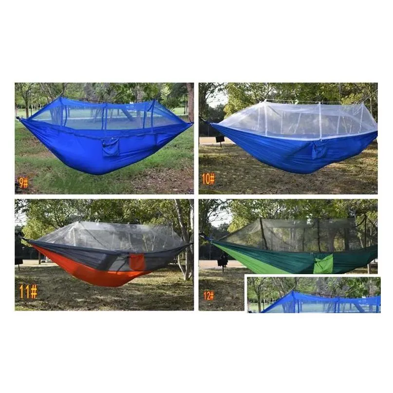 12 colors 260x140cm portable hammock with mosquito net single-person hammock hanging bed