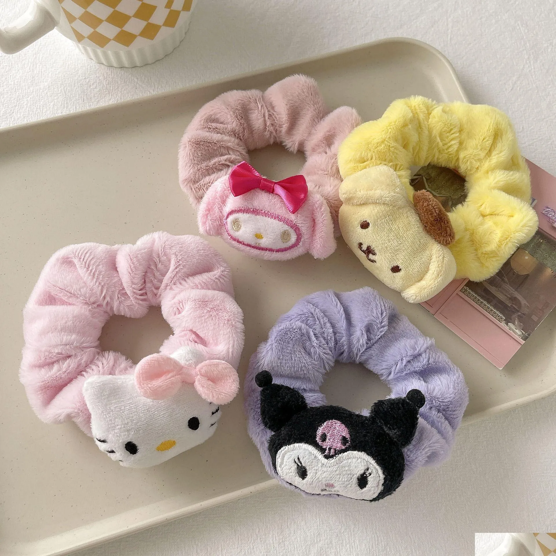 5 Colors Fashion Kuromi Cinnamoroll Charms Hairband Girls Elastic Hair Band Accessories