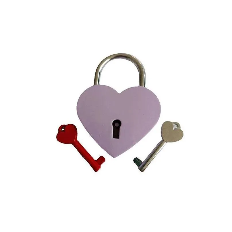 creative alloy heart shape keys padlock mini concentric locks vintage old antique door locks with keys