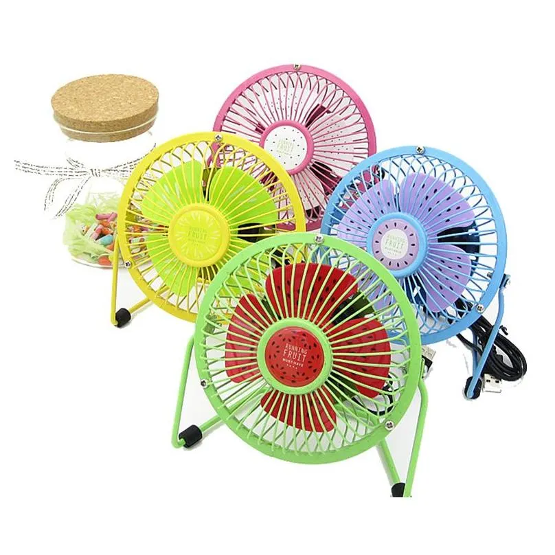 wholesale Mini Watermelon Fan Aluminum Small Desk USB 4 Blades Cooler Cooling Fan 4inch