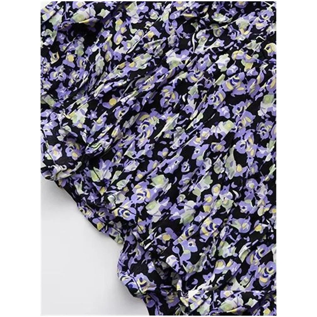 plus Size Women`s Skirt Polyester Print Skirt Stretch Elastic Waist Floral Large Hem Umbrella Skirt Double-Layer Floral Y419#