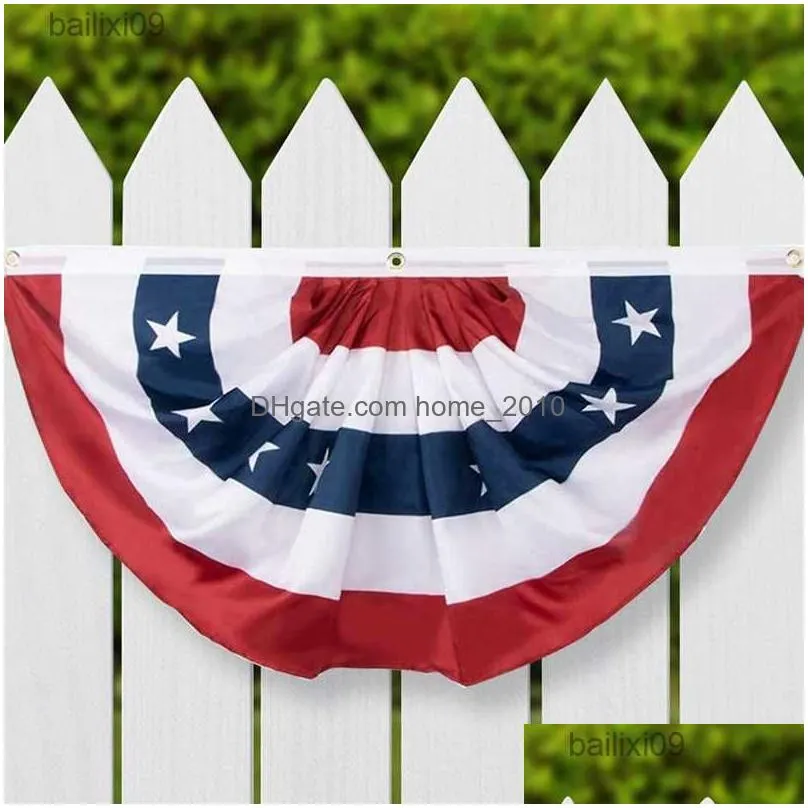 party decoration independence day american flag banner patriotic bunting flag pleated fan flag usa festival decoration for outdoor 4th of july