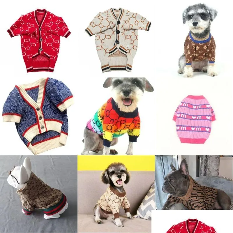 Classic large designer dog coat dog apparel winter warm knitted sweater cat pets apparels fashion dog clothes for small dogs accessories special chirstmas