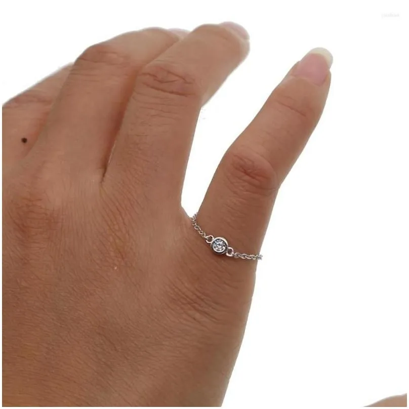 Cluster Rings 925 Sterling Silver Jewelry Factory Price Delicate Minimalist Stunning Girl Women Bezel Single Stone Cz Dainty Ring