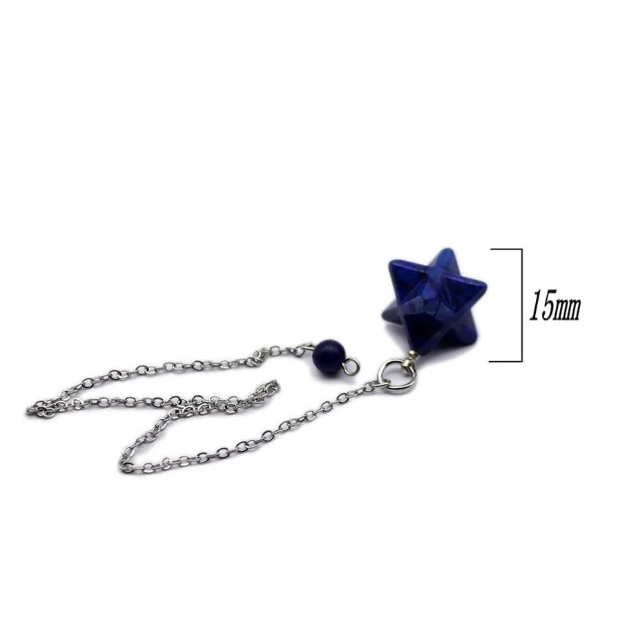 Pendant Necklaces Natural Stone Merkaba Dowsing Pendum Reiki Healing Crystal Star Shape Pende Radiesthesia Metaphysical Spiritual Amet Dhb6P