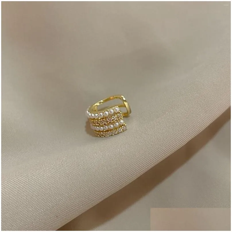 Stud Earrings 2023 High-grade Feeling Micro Inlaid Zircon Small Pearl Ear Bone Clip Without Hole Female Korean Temperament And
