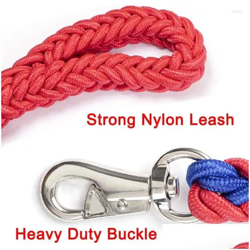 Dog Collars Strong Collar Leash Set For Large Dogs Heavy Duty Nylon Traction Rope Lead Metal P Chain Choke Rottweiler Pitbull