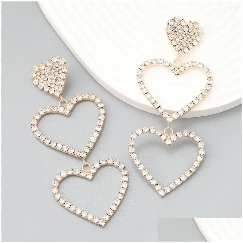 Dangle Earrings 2023 Spring Metal Rhinestone Multi-layer Heart Bridal Wedding Luxury Jewelry Women`s Fashion Accessories