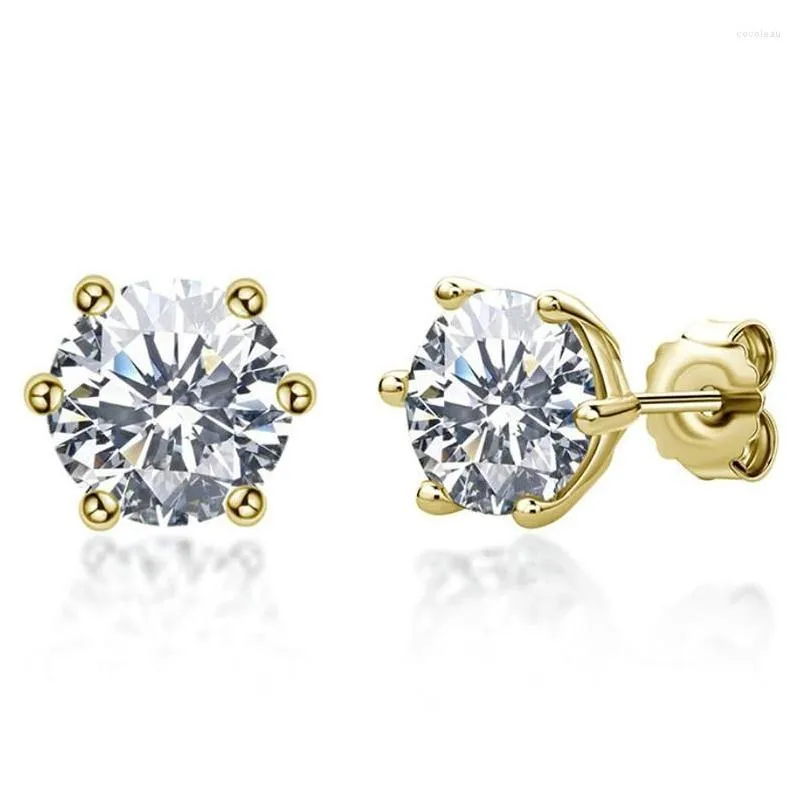 Stud Earrings Real 0.5ct 1ct Moissanite GRA Certification 925 Sterling Silver Gold For Women Wedding Fine Jewelry