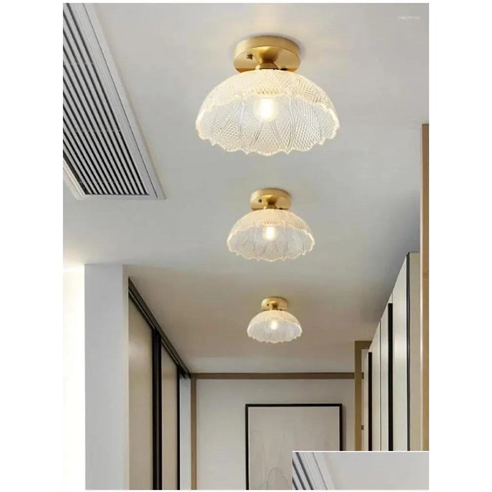 Ceiling Lights Nordic Glass Lamp Retro Loft Vintage Light Russia Dining Room Modern Corridor Copper E27 Lampshade Drop Delivery Dhcrm