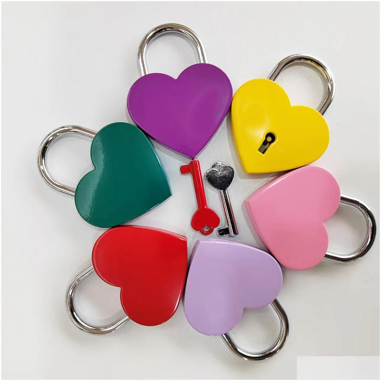 creative alloy heart shape keys padlock mini concentric locks vintage old antique door locks with keys