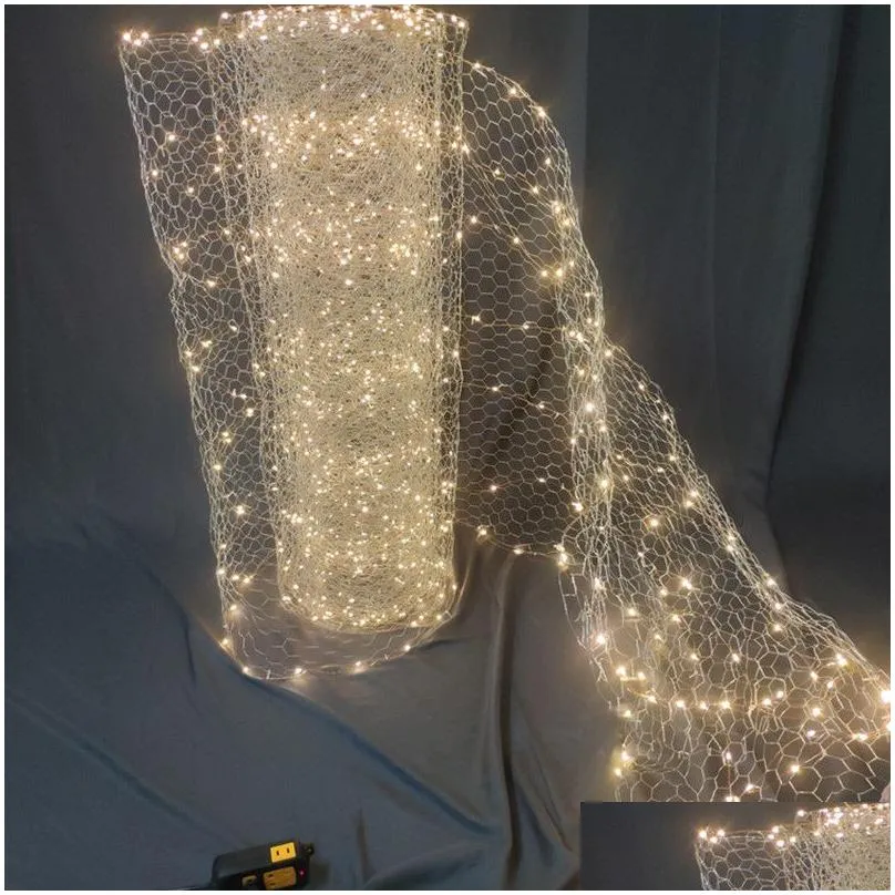 Wedding Ceiling Decoration Centerpieces LED Wire Meshes Light String Star Net Rice Lamp Party Window Hotel Ornament