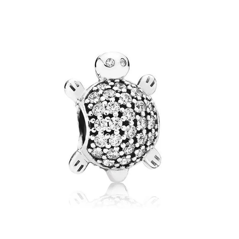 925 Silver Fit Charm 925 Bracelet Blue Ocean Bead Sparkling Turtle Pendant Love charms set Pendant DIY Fine Beads Jewelry