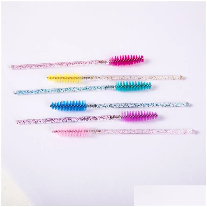 Disposable Eyelash Brush Crystal Diamond Glitter Handle Eyelash Brush Mascara Wands Applicator Grafting Curling Beauty Makeup Eye Lash