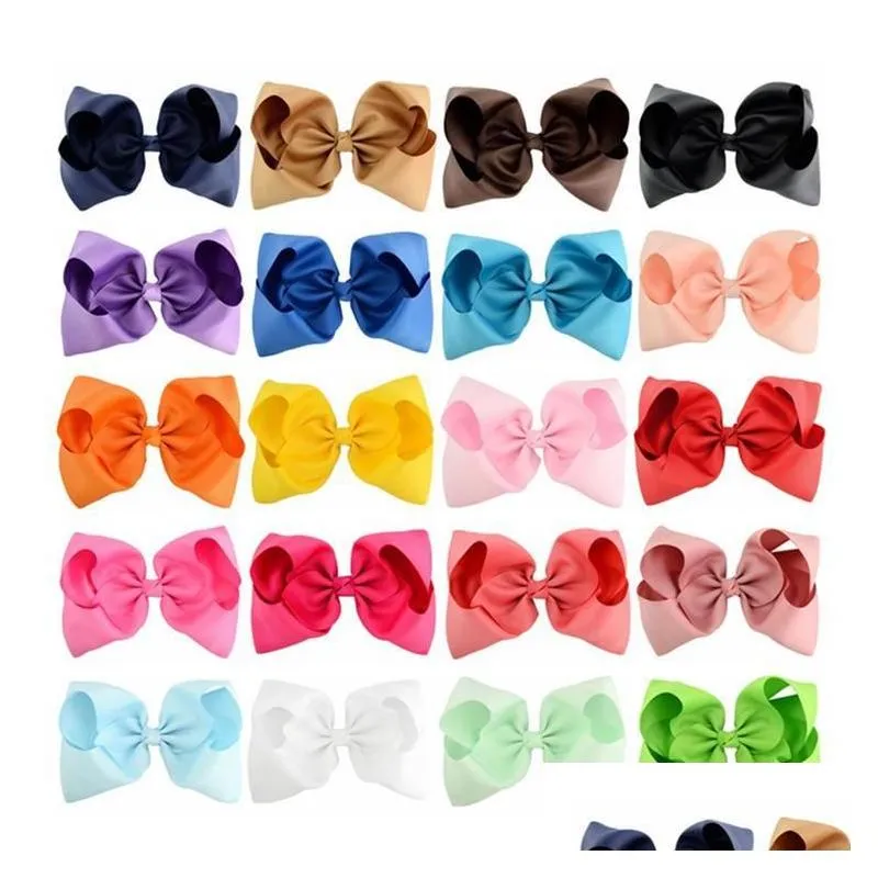 Party Favor 20 Colors Candy Color 8 Inch Baby Ribbon Bow Hairpin Clips Girls Large Bowknot Barrette Kids Hairbows Hair Accessories D Dheg6