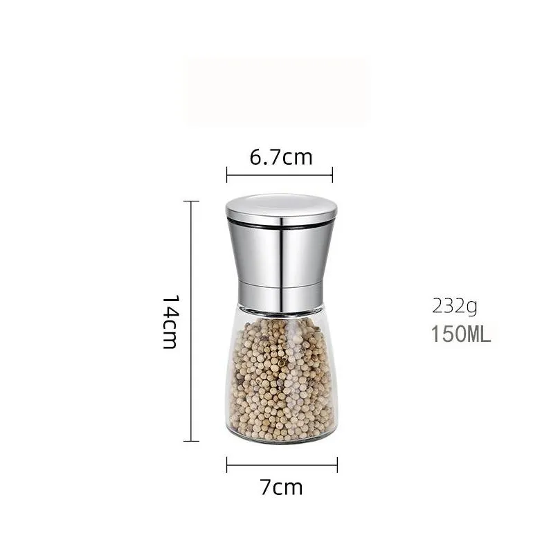 manual pepper mills salt one-handed pepper grinder stainless steel sauce grinder kitchen tool