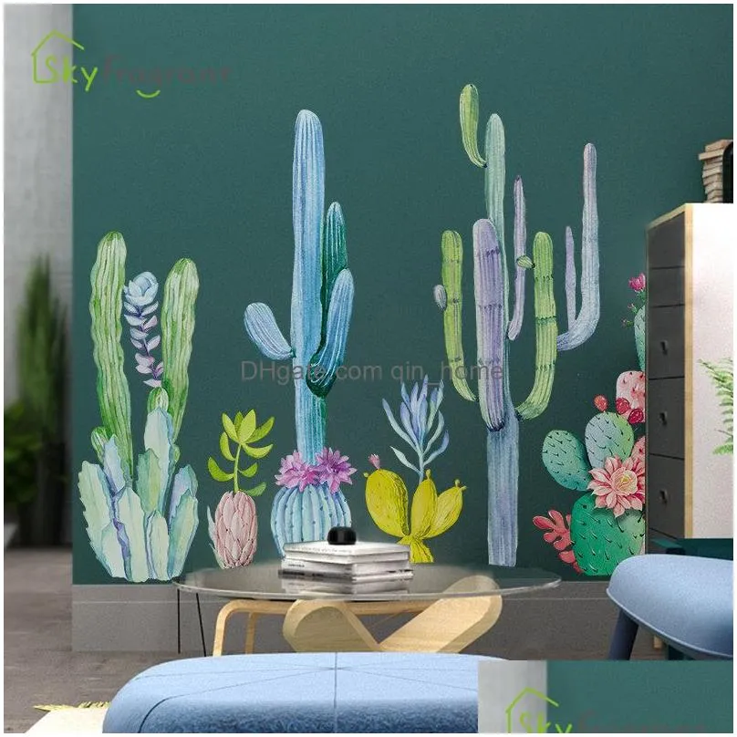 charm cactus wall sticker self-adhesive home decoration stickers wall decor bedroom living room decoration small  wallpaper