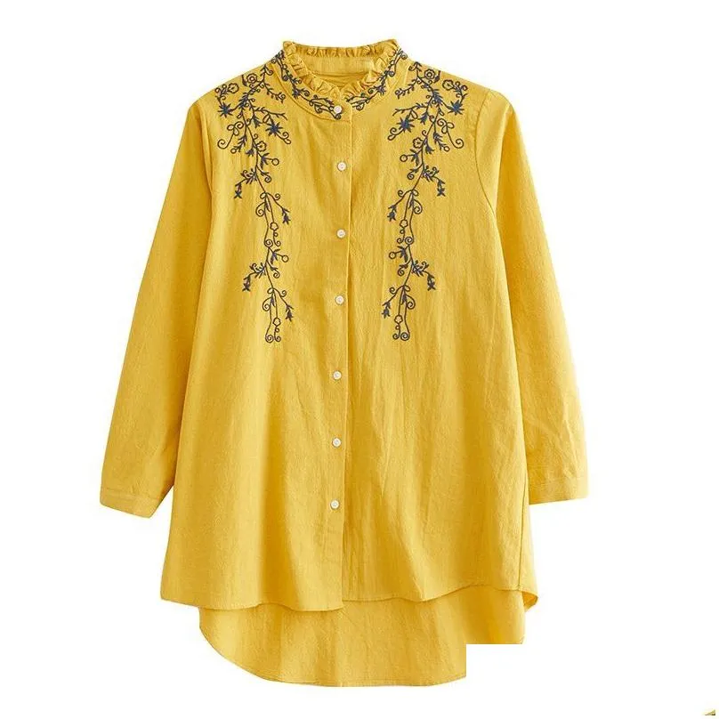 150kg Plus Size Spring Summer Embroidered Lotus Leaf Collar Frt Short Back Lg Shirt Bust 150cm 5XL 6XL 7XL 8XL 9XL 3 Colors u74D#