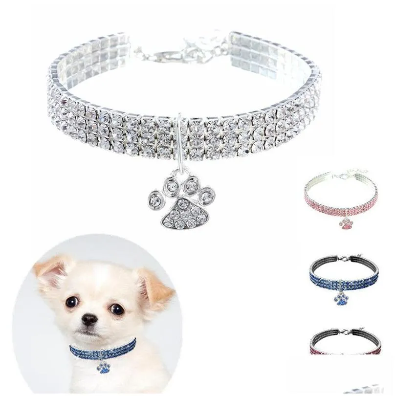cat dog collars claw rhinestone pet collar supplies crystal puppy chihuahua collars dogs necklace dog leashes