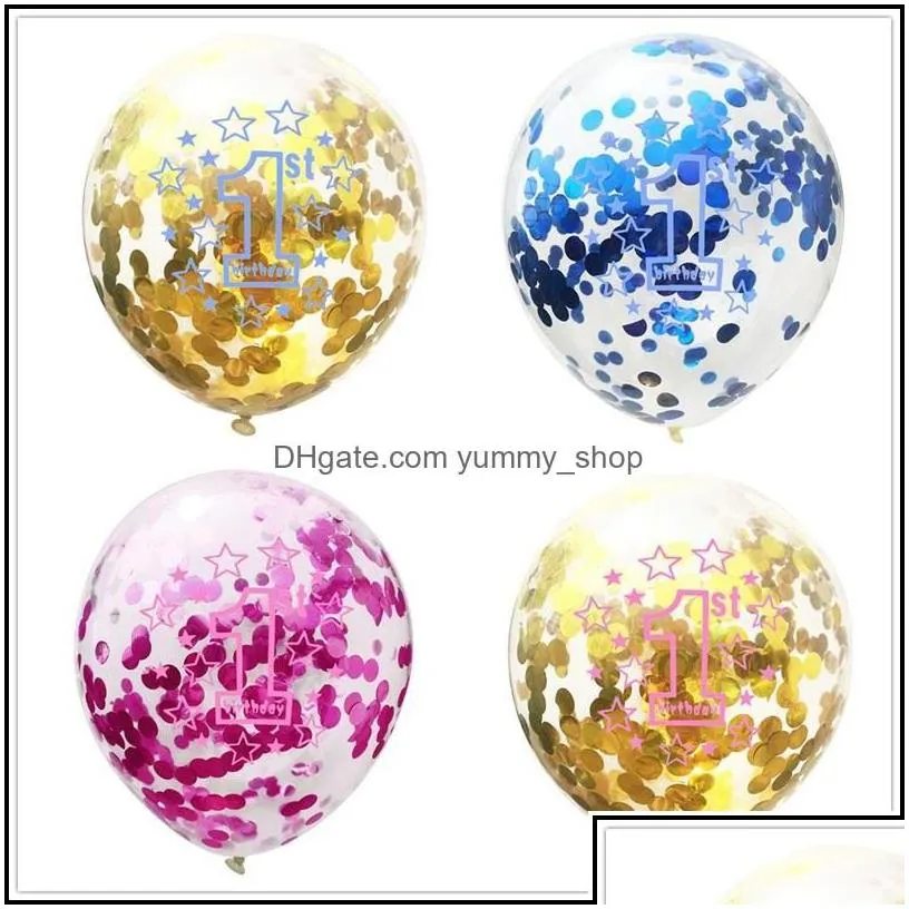 Party Decoration 40 Inch Baby Shower Balloons Babies One Year Old Birthday Digital Balloon Festival Paper Scraps Airballoon 19Gl L1