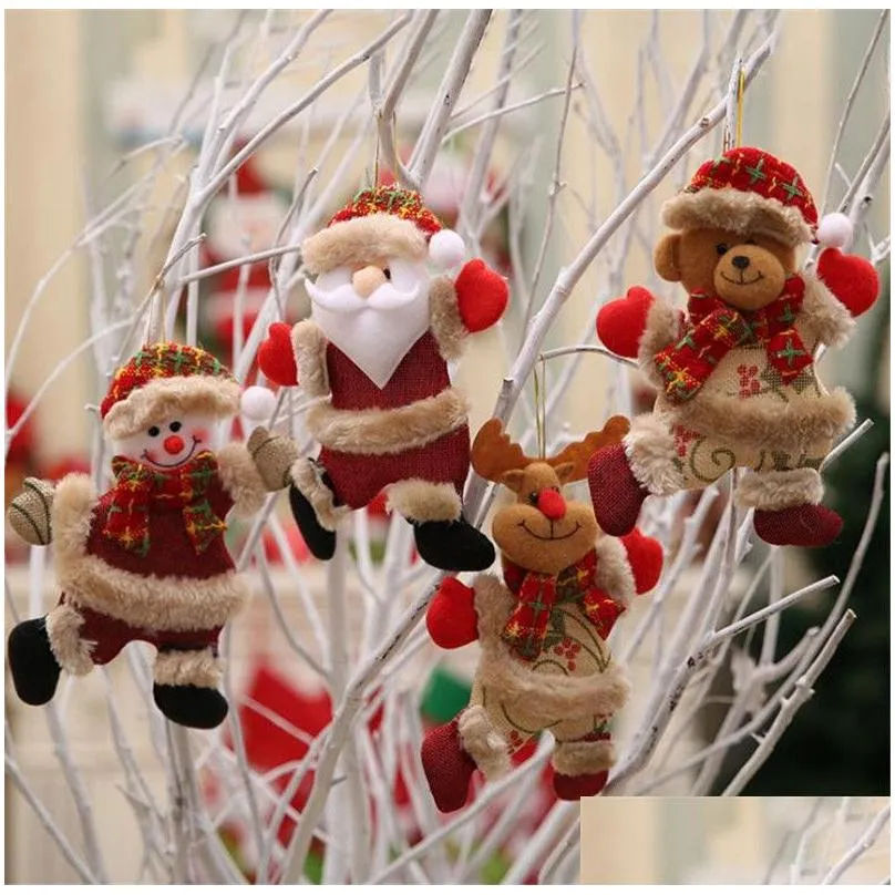 Cute Christmas Tree Decoration Pendant Santa Clause Bear Snowman Elk Doll Hanging Ornaments Christmas Decoration for Home TO859