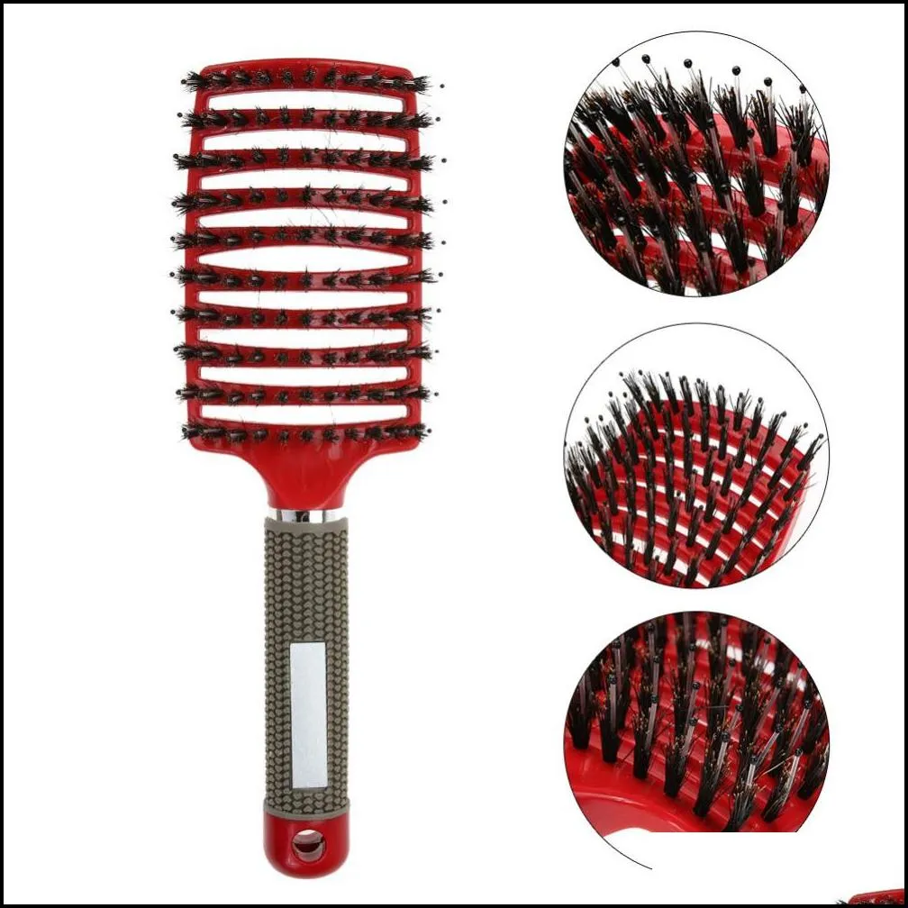professional combs nylon  hair brush round detangle hairs comb hairdresser wet curly detangle hairbrush 5 colors for option