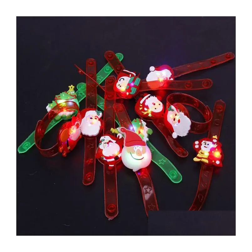 Christmas Decorations Bracelet Sile Wristband Decoration Glow Watch Band Led Luminous Toys Kids Wrist Strap Halloween Party Supplies Dhemk