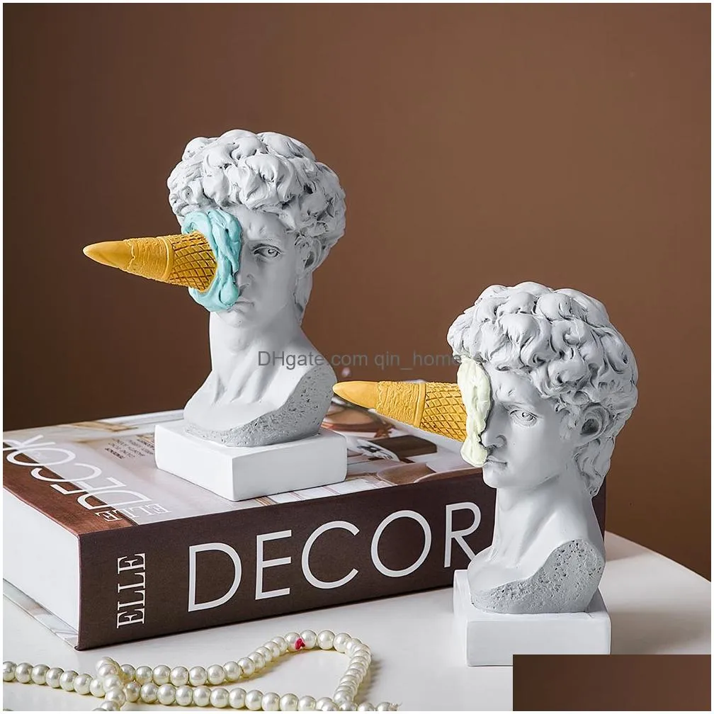 decorative objects figurines nordic resin statue david bust sculpture sketch character portrait home decoration living room decoration