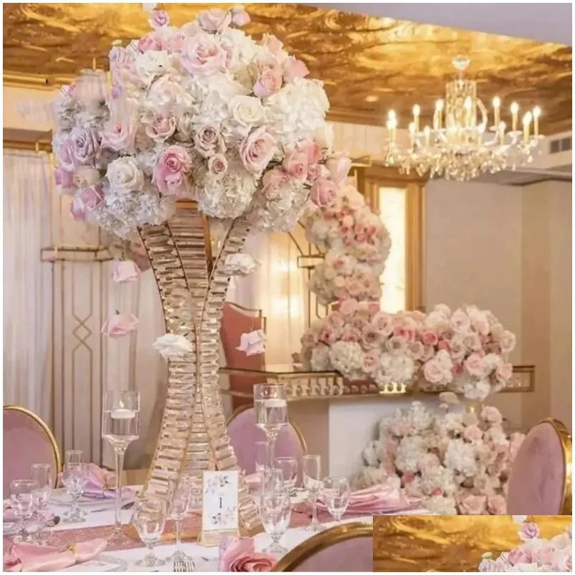 3 PCS Acrylic Wedding Centerpiece Crystal Table Centerpieces 80 CM Pillar Road Leads Party Vase Diy Decoration
