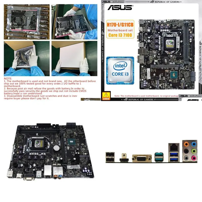 Motherboards ASUS H170I/G11CB +I3 7100 cpu LGA 1151 Motherboard kit DDR4x2 32GB Intel H170 Motherboard USB3.0 Micro ATX