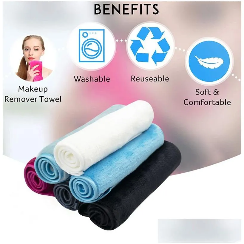 Makeup Remover Reusable Removal Towel Microfiber Cloth Pads Face Cleaner Cleansing Wipes Skin Care Beauty Drop Delivery Health Dhsbn