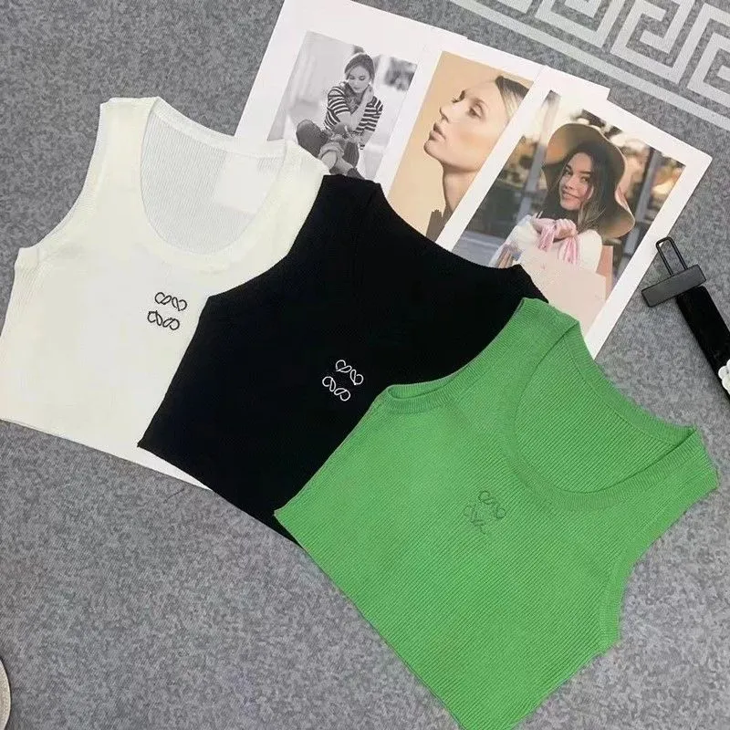 Lowe Tank top anagram Women`s crop top T-Shirt tank designer top T Shirts Women Knits Tee Knitted Sport Tank Tops lowewe Woman Vest Yoga Tees Green size