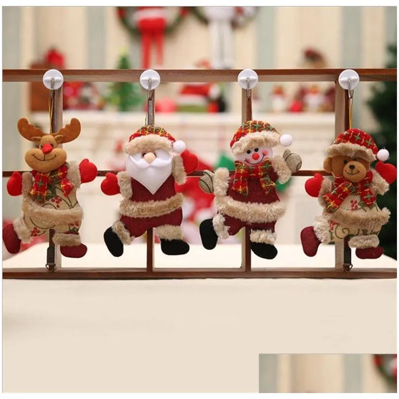 Cute Christmas Tree Decoration Pendant Santa Clause Bear Snowman Elk Doll Hanging Ornaments Christmas Decoration for Home TO859