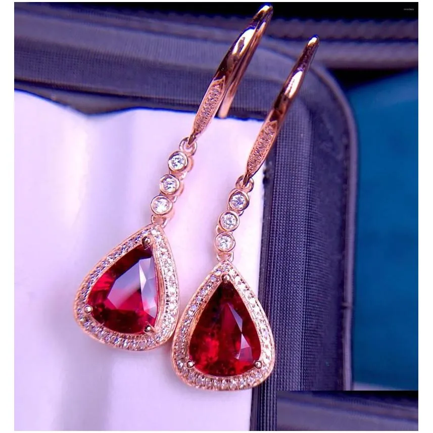 Stud Earrings E331 Fine Jewelry 18K Gold AU750 Natural Tourmaline Gemstones 3ct Female Ethnic For Women
