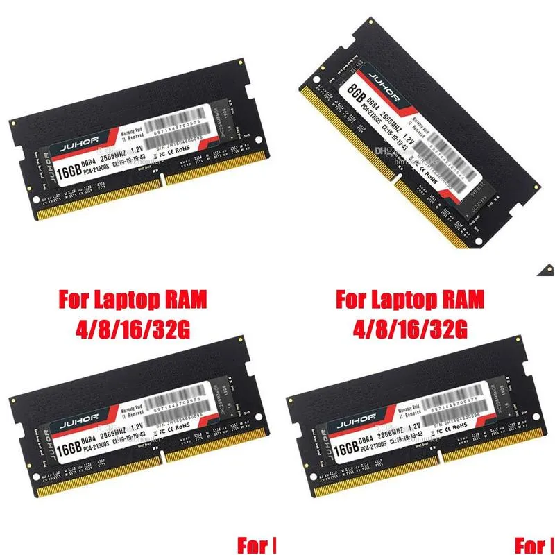 JUHOR Laptop Memory RAM DDR4 8G 4G 16G 32G 2400MHz 2666MHz 3200MHz Desktop Memories Udimm 1333 Dimm Stand For AMD Intel Computer