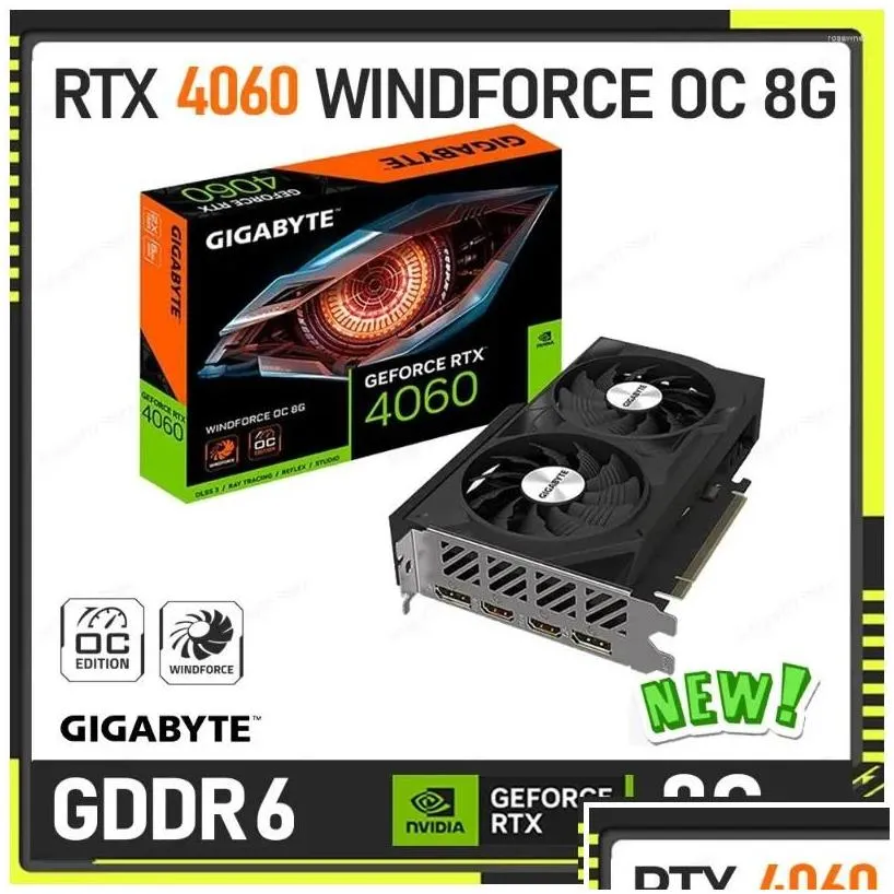 Graphics Cards Gigabyte Geforce Rtx 4060 Windforce Oc 8G Card 8Gb 128-Bit Pci-E 4.0 Gddr6 Video Double Fans Overlocking Drop Deliver