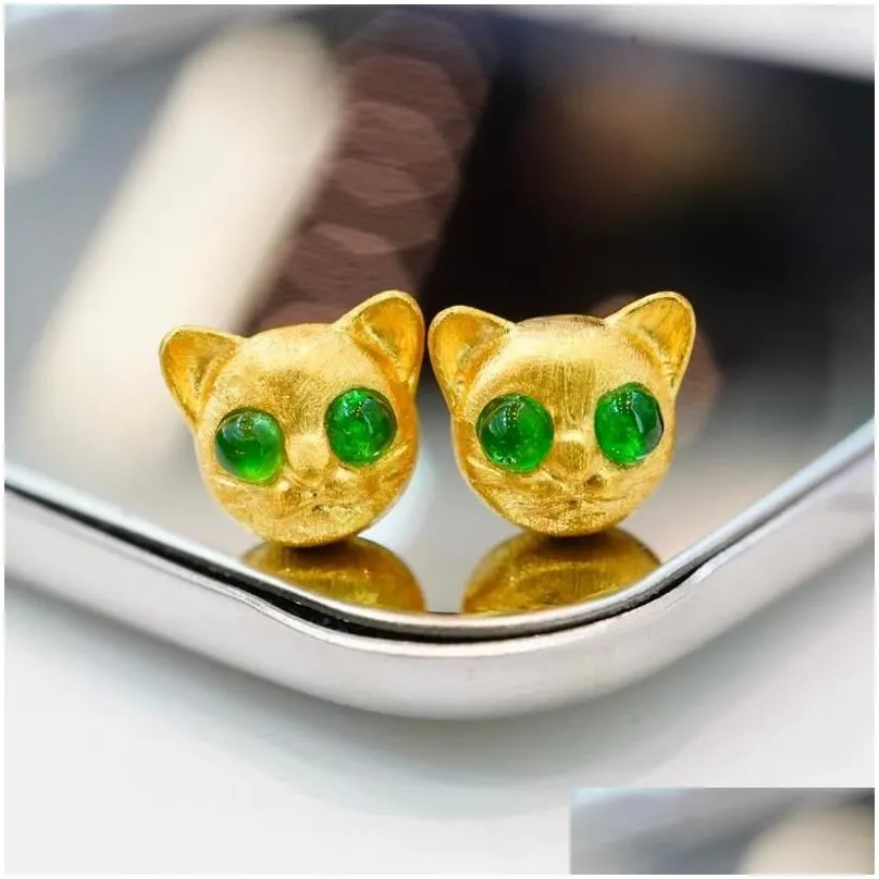 Stud Earrings SX Solid 18k Gold Nature 0.56ct Green Emerald For Women Fine Jewelry Birthday Presents