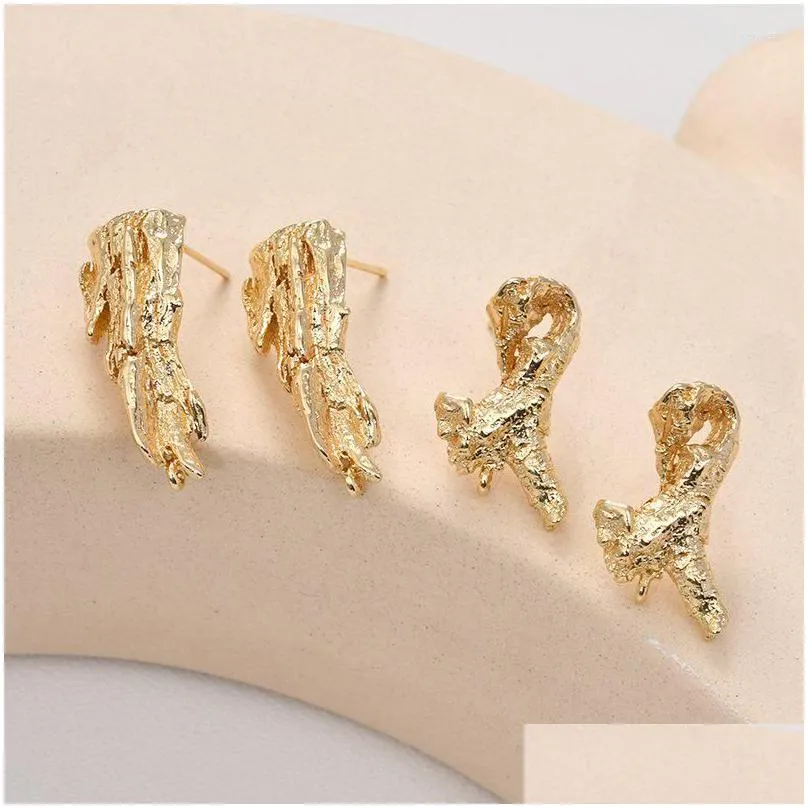Stud Earrings 2PCS Rock Shape Ear Studs For Women Gold Plated Charms Jewelry Making DIY Brass Accessories Designer