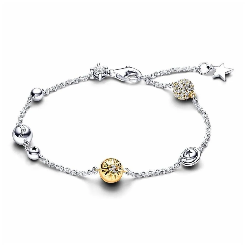 2024 The NEW Latest 925 Silver Sparkling Full Diamond Heart Sun Series Bracelet DIY Couple Bracelet