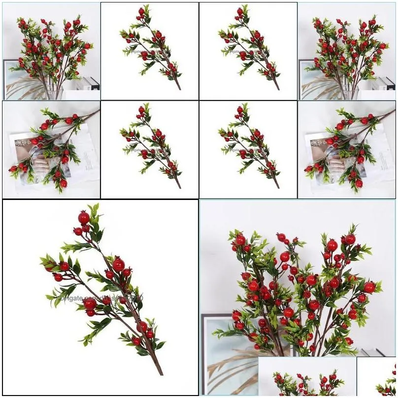 Party Decoration Red Small Pomegranate Fruit Berries Fake Plants For Home Table Fleur Artificielle Christmas Decor Drop Delivery 2021