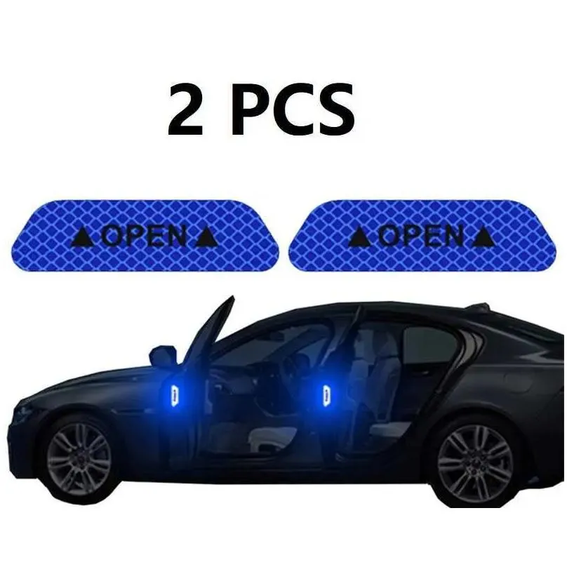2023 Reflective Car Door Sticker Safety Opening Warning Reflector Tape Decal Auto Car Accessories Exterior Interior Reflector