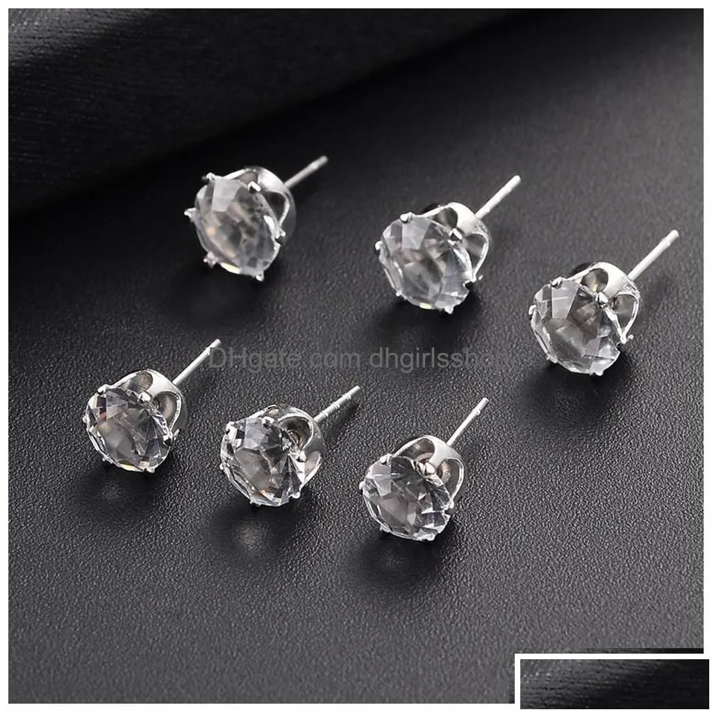 Charm 6/12 Pair/Pack Shiny Stud Earrings Set For Women Men Crystal Jewelry Ear Studs Accessories Earring Drop Delivery Dhvtg