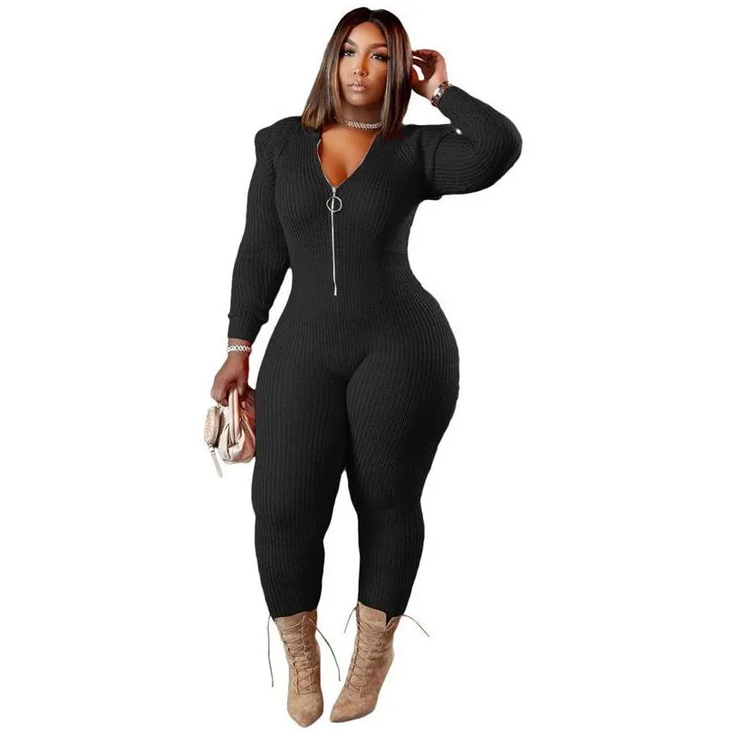 plus Size Women Clothing Jumpsuits Skinny Rompers Sexy One Piece Hoodie Outfits Jumpsuits Knitted Bodyc Wholesale Dropship k914#