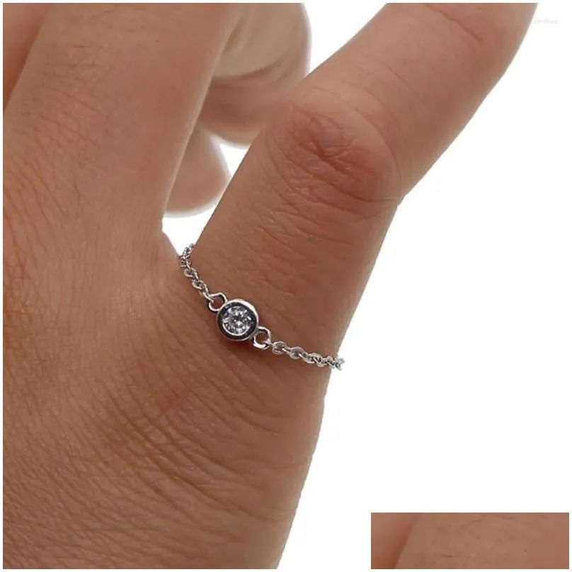 Cluster Rings 925 Sterling Silver Jewelry Factory Price Delicate Minimalist Stunning Girl Women Bezel Single Stone Cz Dainty Ring