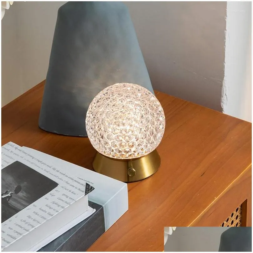 Table Lamps Deco Noel Crystal Bedside Lamp Nordic Decor Ceramic Stone Taccia Handmade Drop Delivery Dhsfi