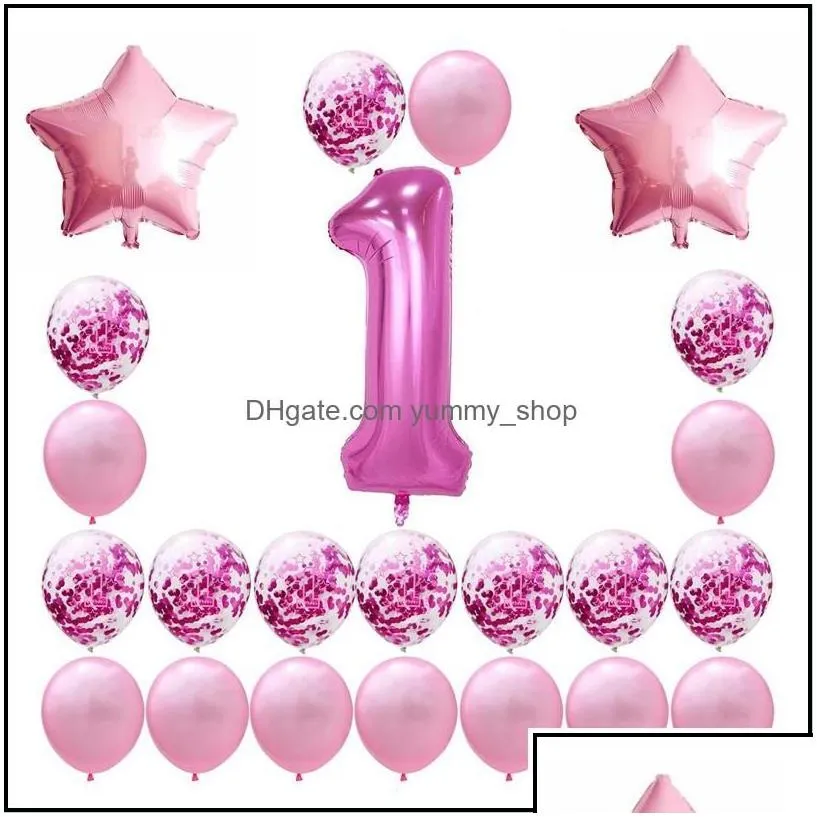 Party Decoration 40 Inch Baby Shower Balloons Babies One Year Old Birthday Digital Balloon Festival Paper Scraps Airballoon 19Gl L1