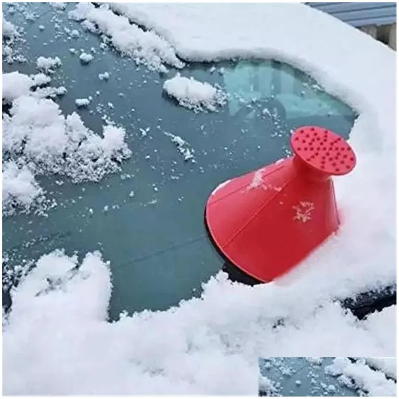 Winter Auto Car Magic Window Windshield Car Ice Scraper Funnel Shaped Snow Remover Deicer Cone Tool Scraping A Round