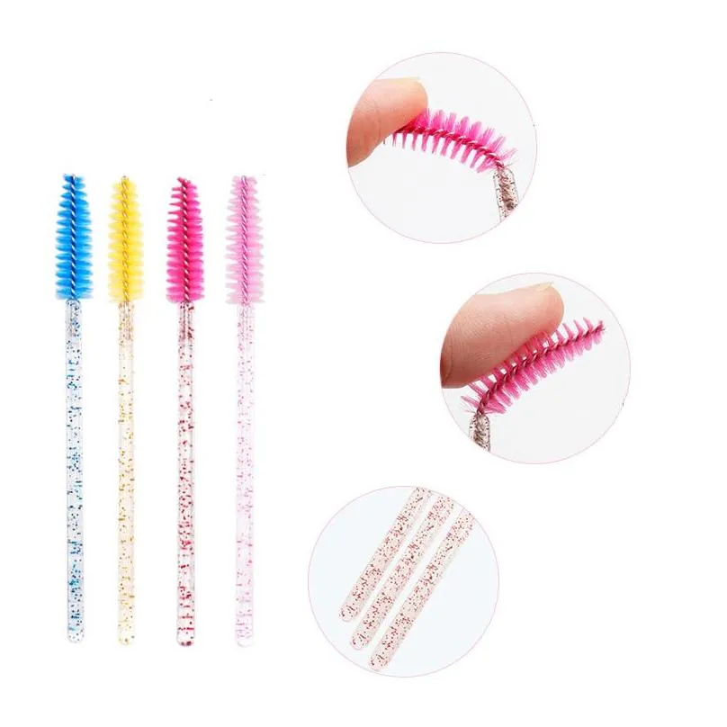 Disposable Eyelash Brush Crystal Diamond Glitter Handle Eyelash Brush Mascara Wands Applicator Grafting Curling Beauty Makeup Eye Lash