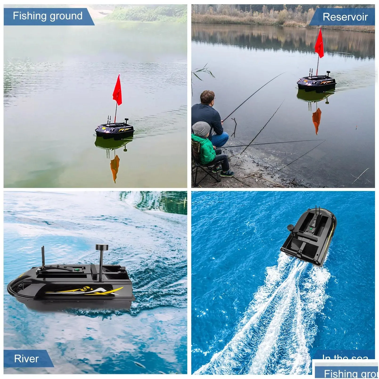 Tools GPS RC Fish Bait Boat 8kg Load with 600M Remote Control Sea Fishing Bait Boat with Fish Finder Fishing Accessories