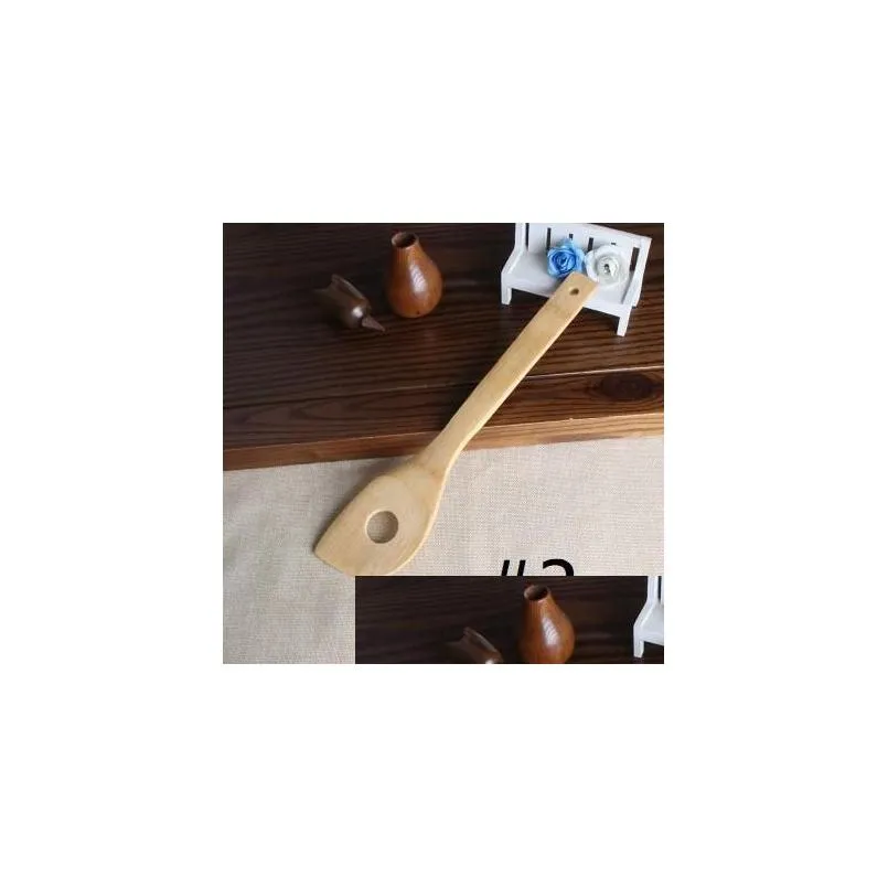 Bamboo spoon spatula 6 Styles Portable Wooden Utensil Kitchen Cooking Turners Slotted Mixing Holder Shovels EEA1395-4